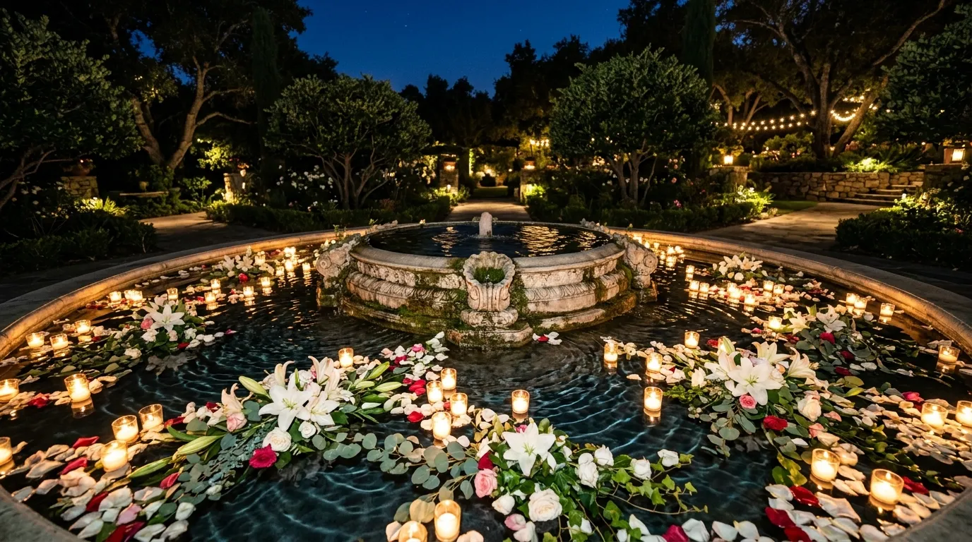 Candles floating on fountain 202607301259