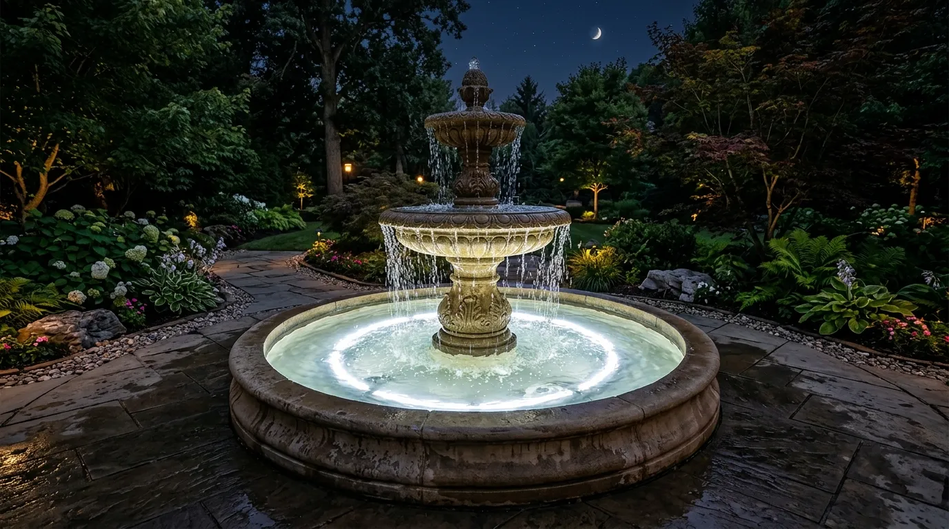 Circular stone fountain led lights 202607301258
