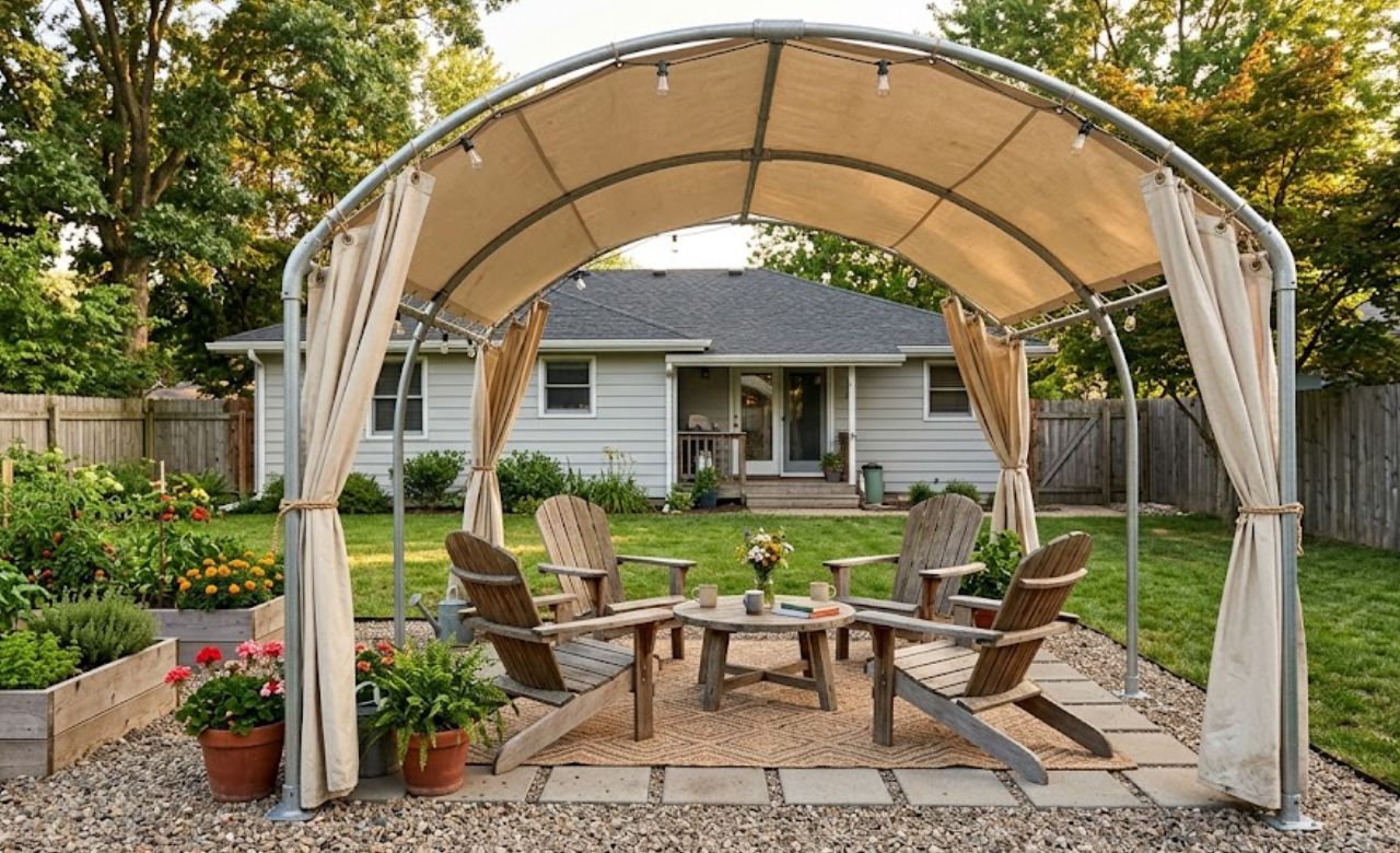 DIY Pipe and Fabric Gazebo Ideas for Backyard