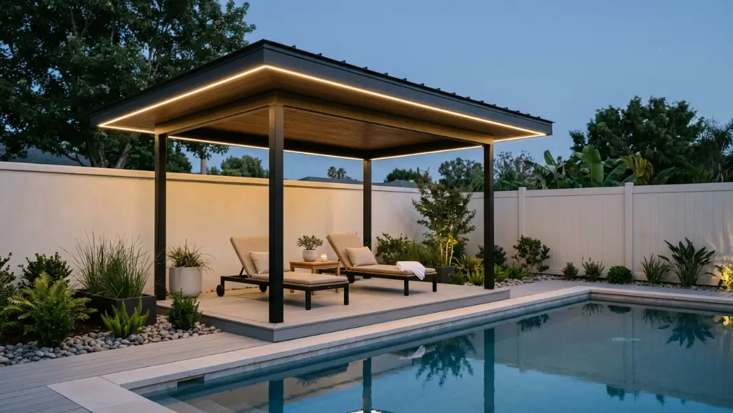 Floating Roof Pavilion With LED Perimeter Lighting