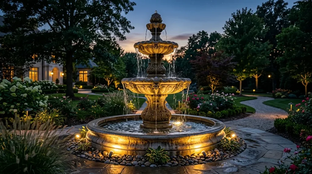 Fountain base with uplighting 202607301250