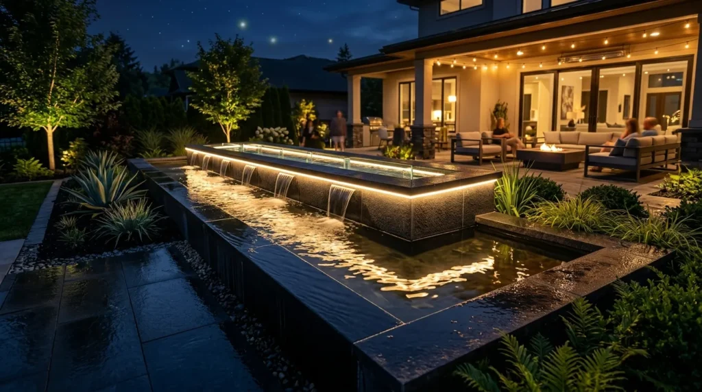 Fountain with led strip lights 202607301250