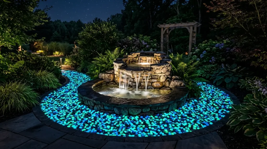 Fountain with glow pebbles 202607301251