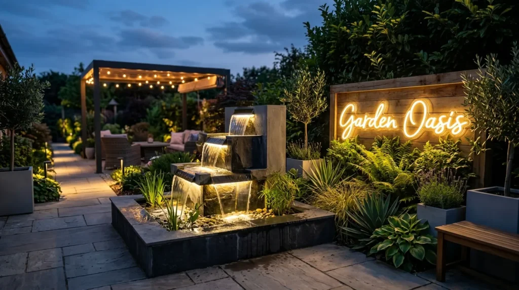 Led sign beside fountain 202607301251