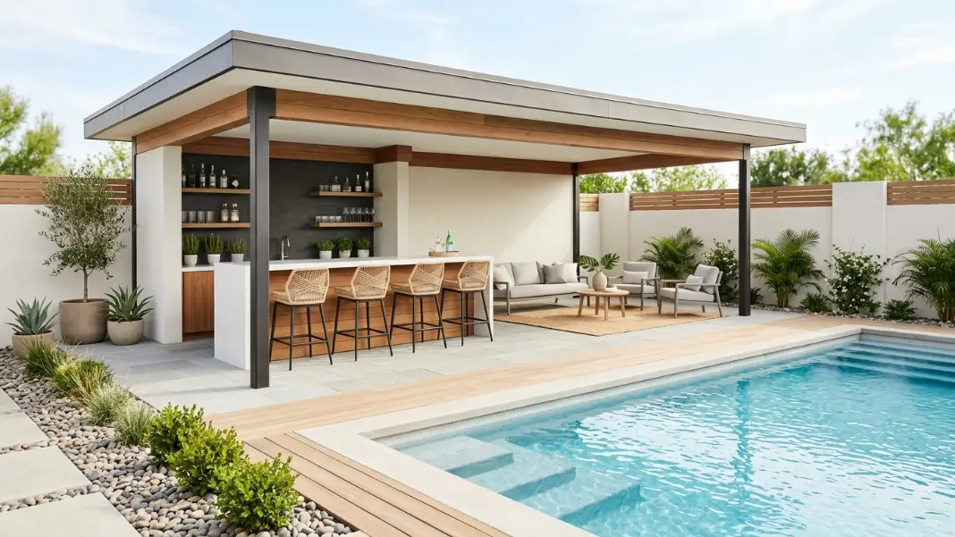 Pavilion With Integrated Bar and Seating