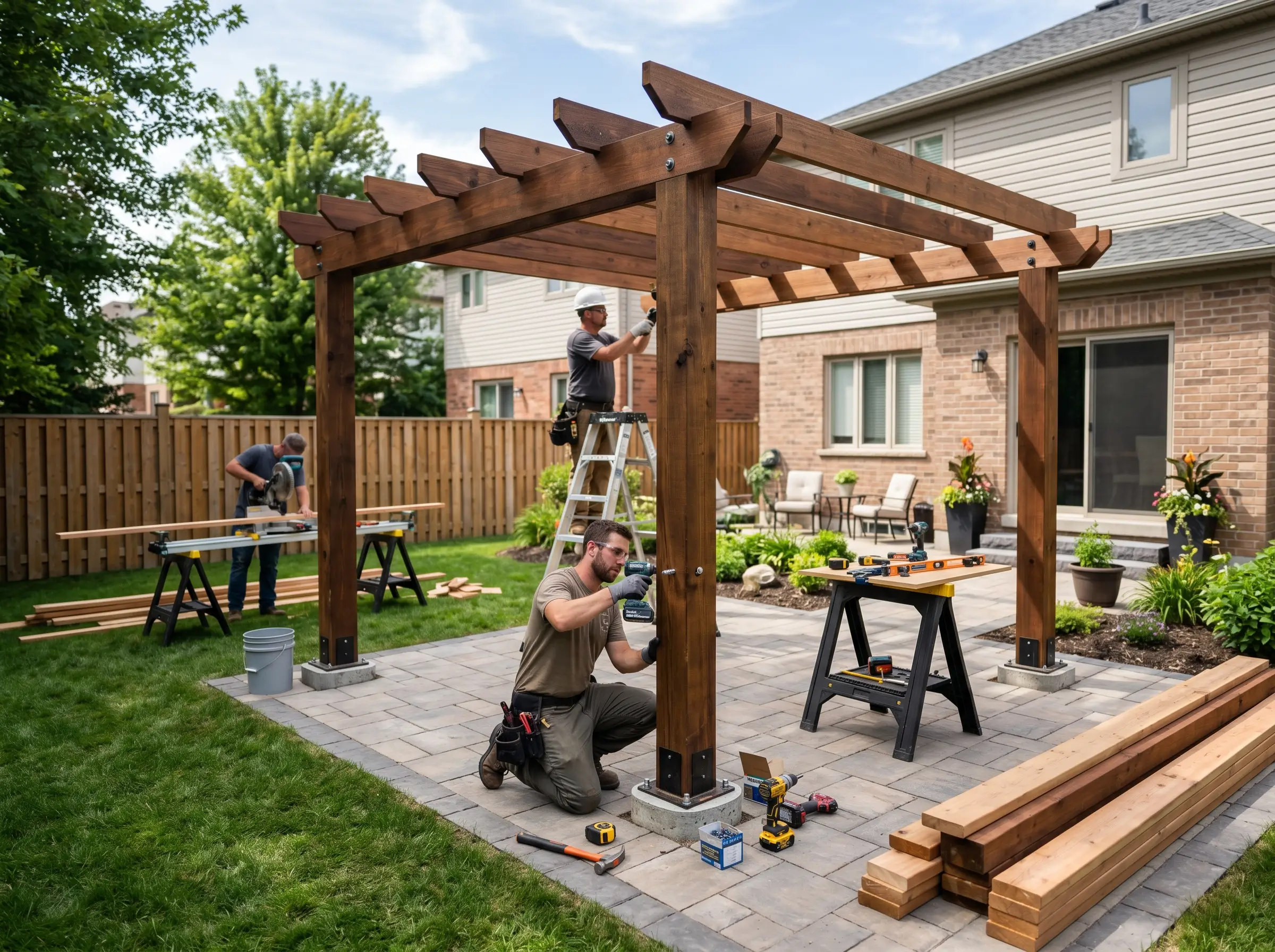 Pergola Installation Labor and Base Work