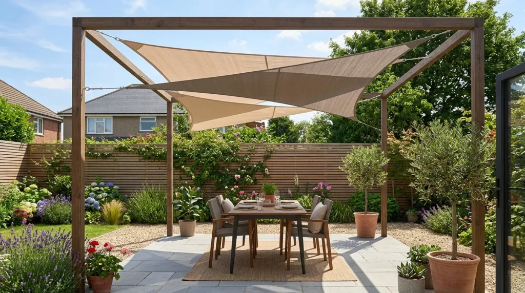 Pergola with shade sails