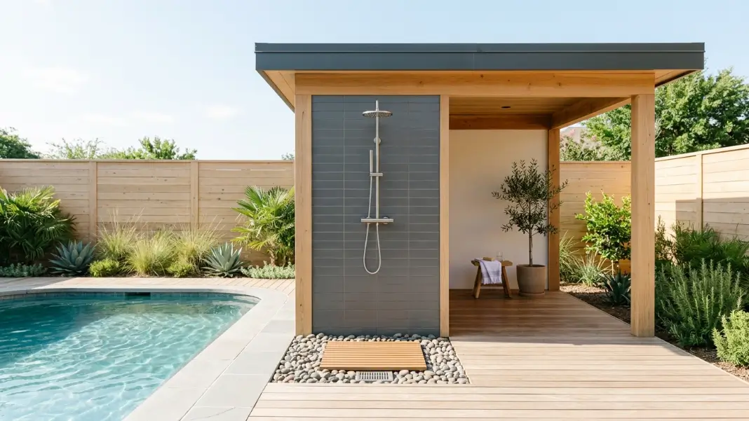 Poolside Pavilion With Outdoor Shower