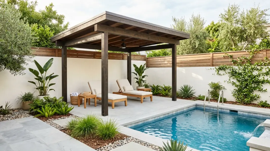 Small Courtyard Pavilion for Compact Pool Spaces