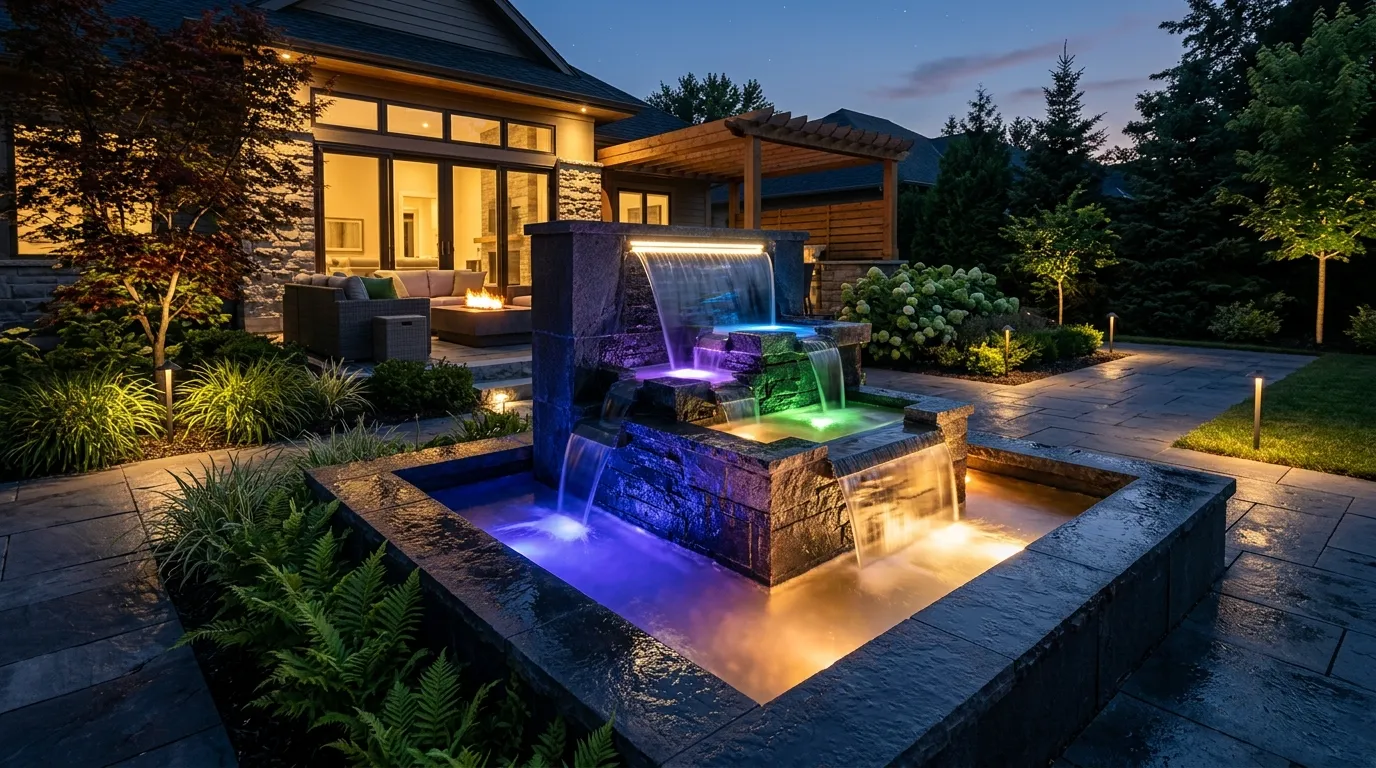 Smart garden fountain led lighting 202607301259