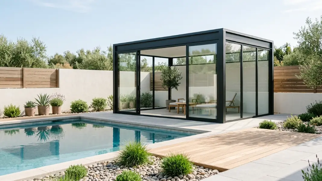 Steel Frame Pavilion With Glass Panels