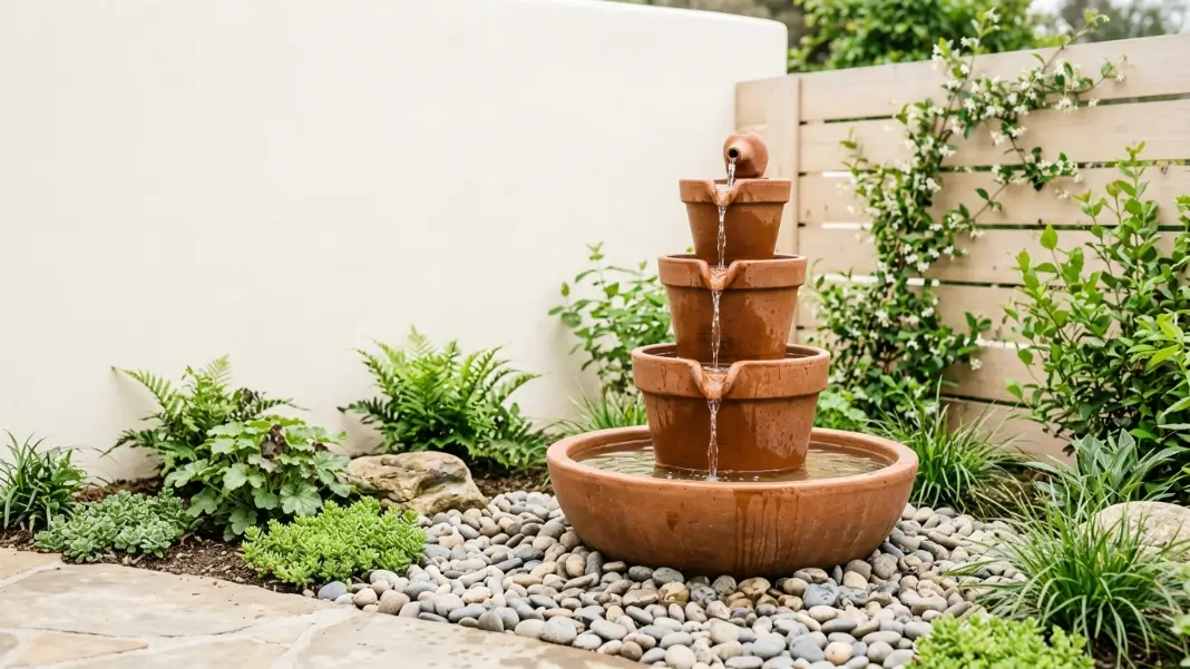 Tiered Terracotta Pot Fountain