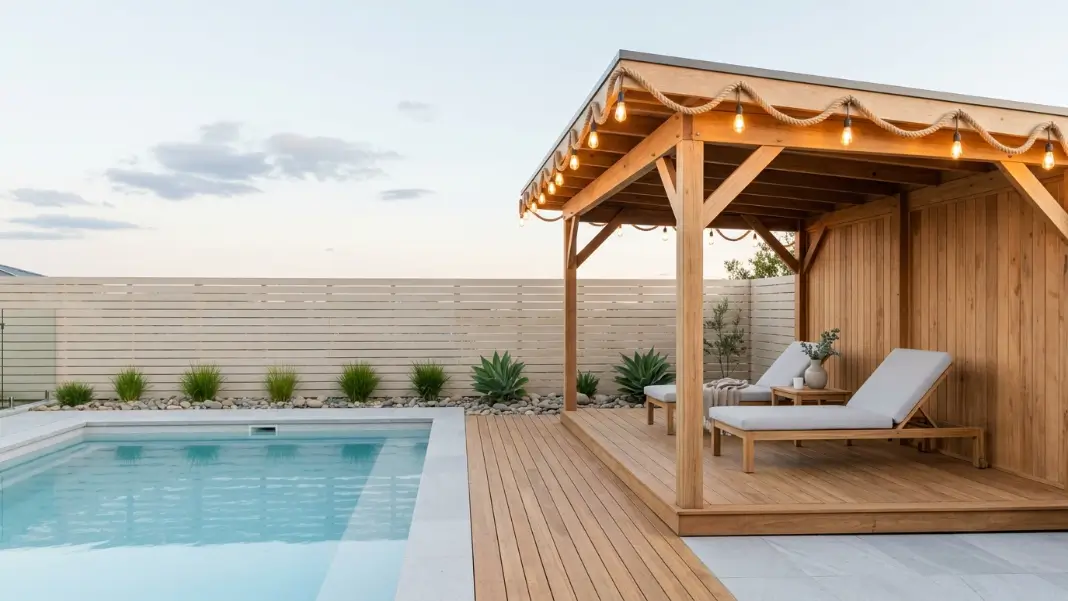 Timber Pavilion With Rope Lighting