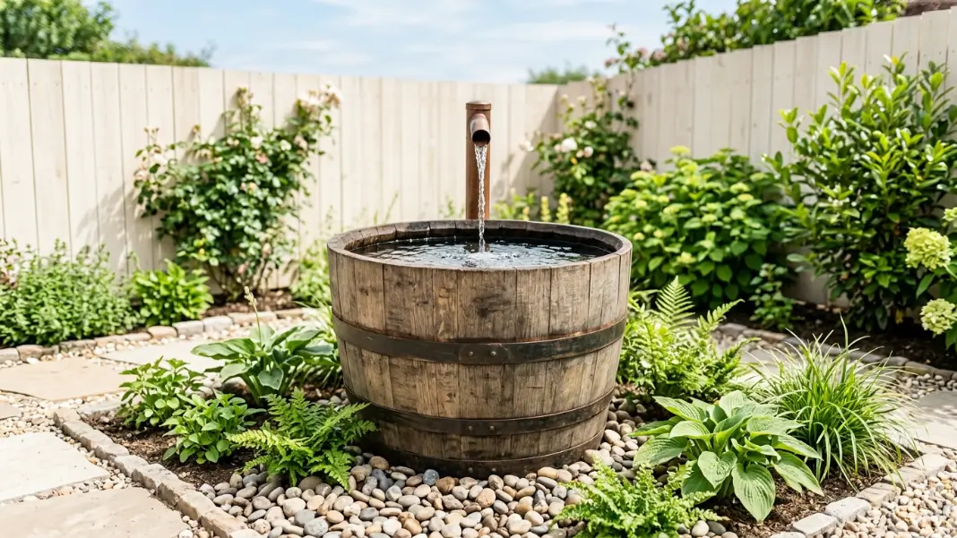 Whiskey Barrel Fountain