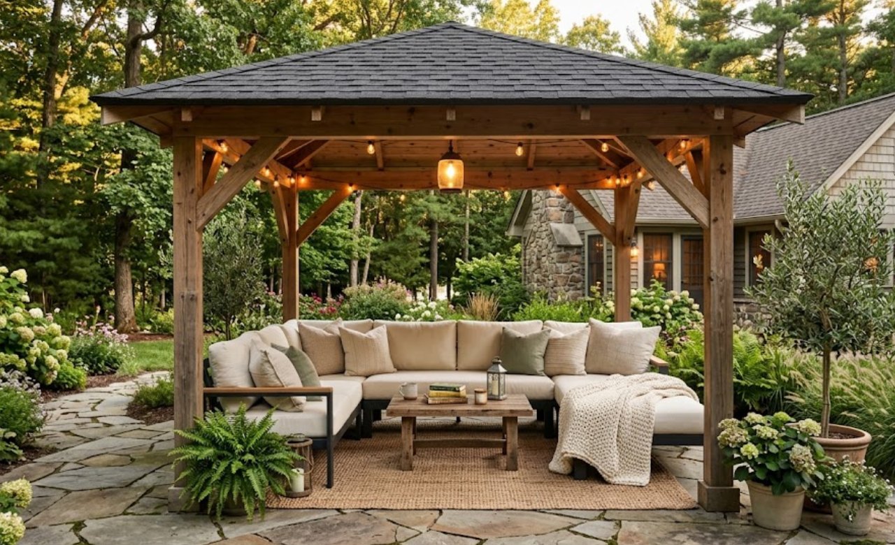 Comfortable Outdoor Sofa or Daybed Cozy Gazebo Decorating Ideas Backyard