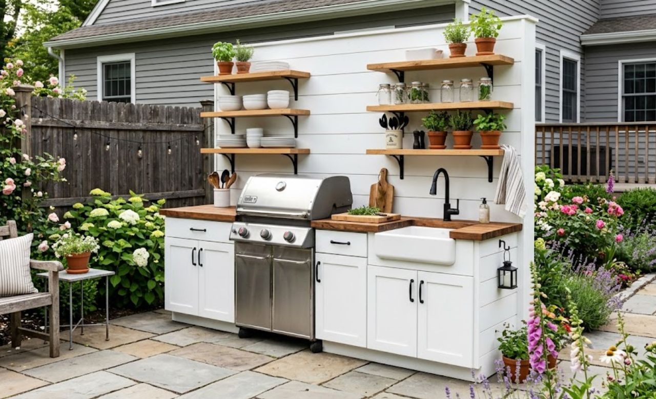 Compact Farmhouse Outdoor Kitchen Small Outdoor Kitchen Ideas for Any Backyard (USA)