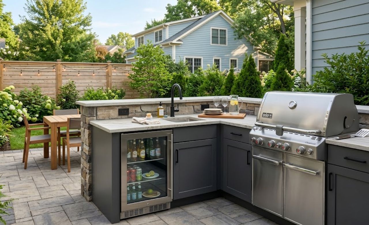 Compact Kitchen With Sink and Refrigeration Small Outdoor Kitchen Ideas