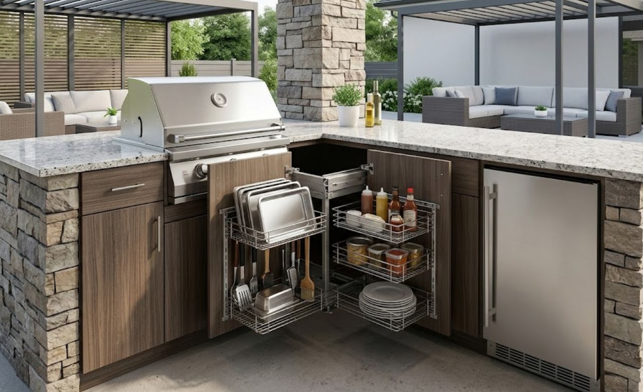 Corner Pull-Out Cabinet outdoor kitchen storage ideas