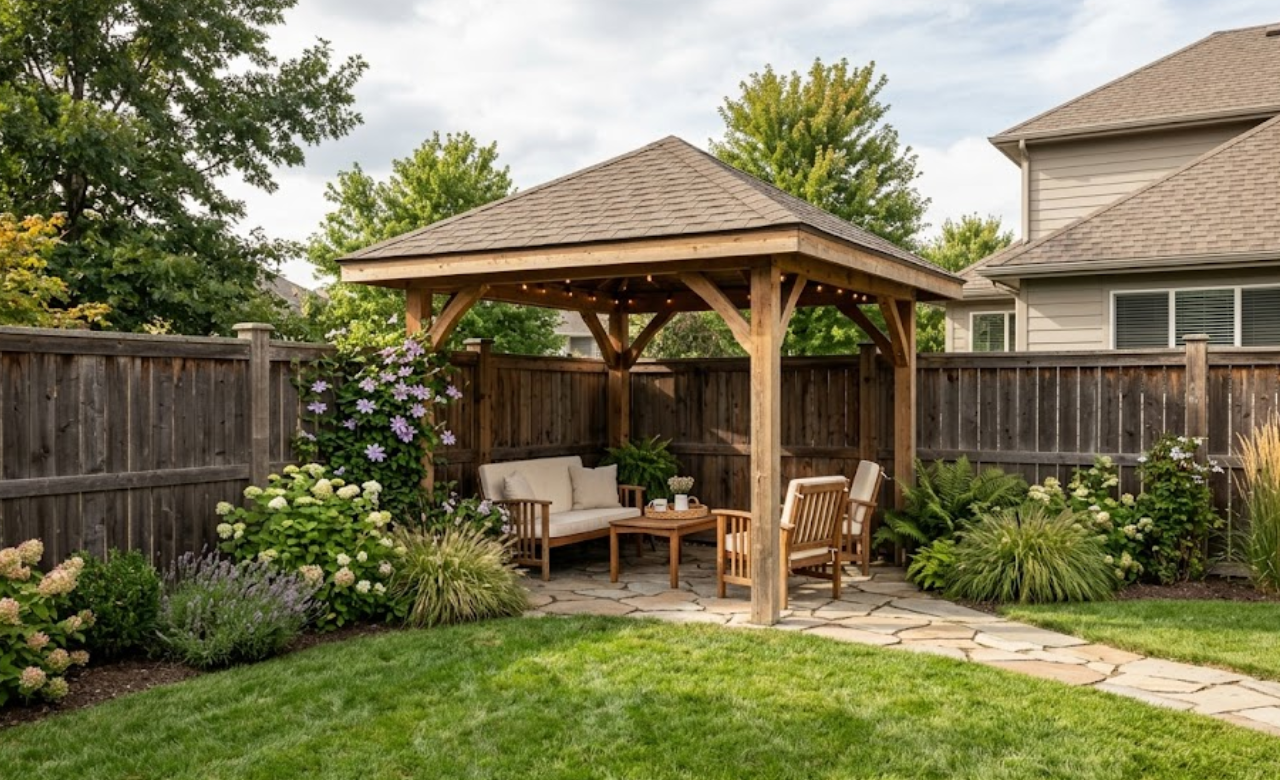 Corner Small Gazebo for small Backyard Gazebo Ideas (USA)