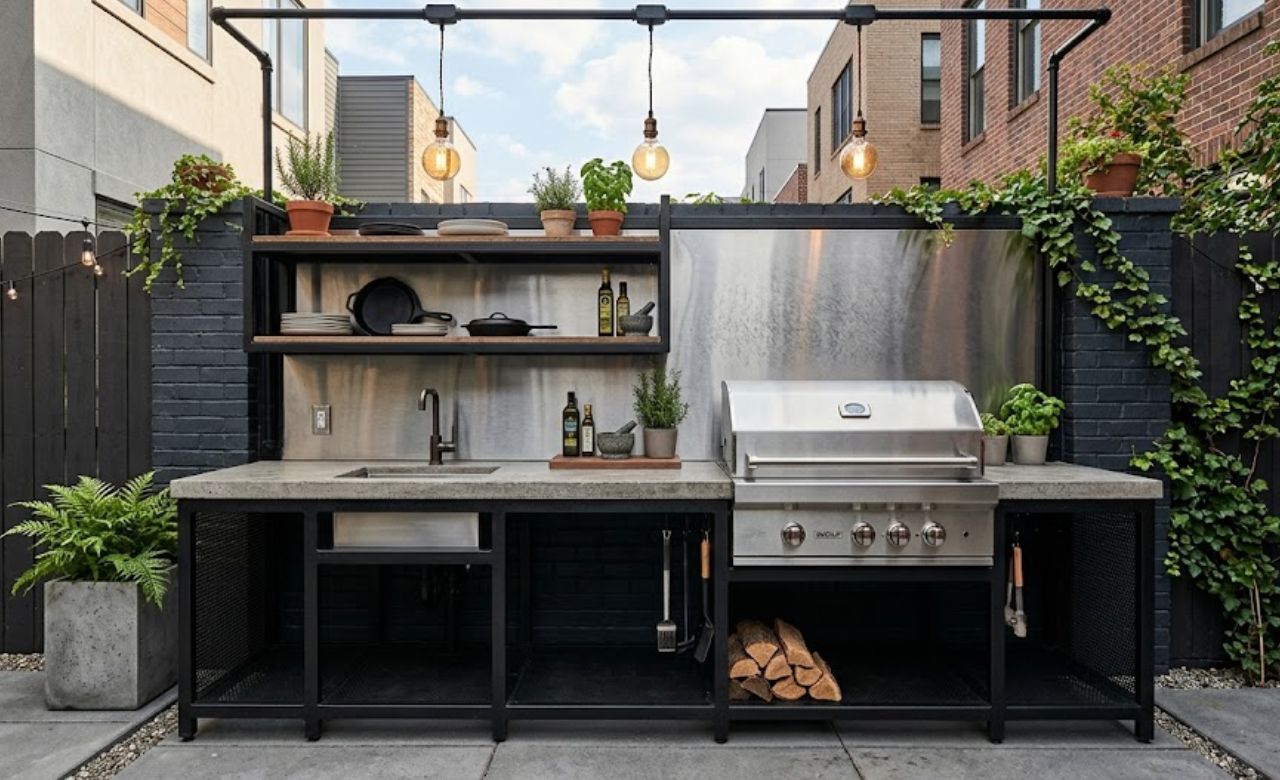 Industrial Style Compact Kitchen Small Outdoor Kitchen Ideas