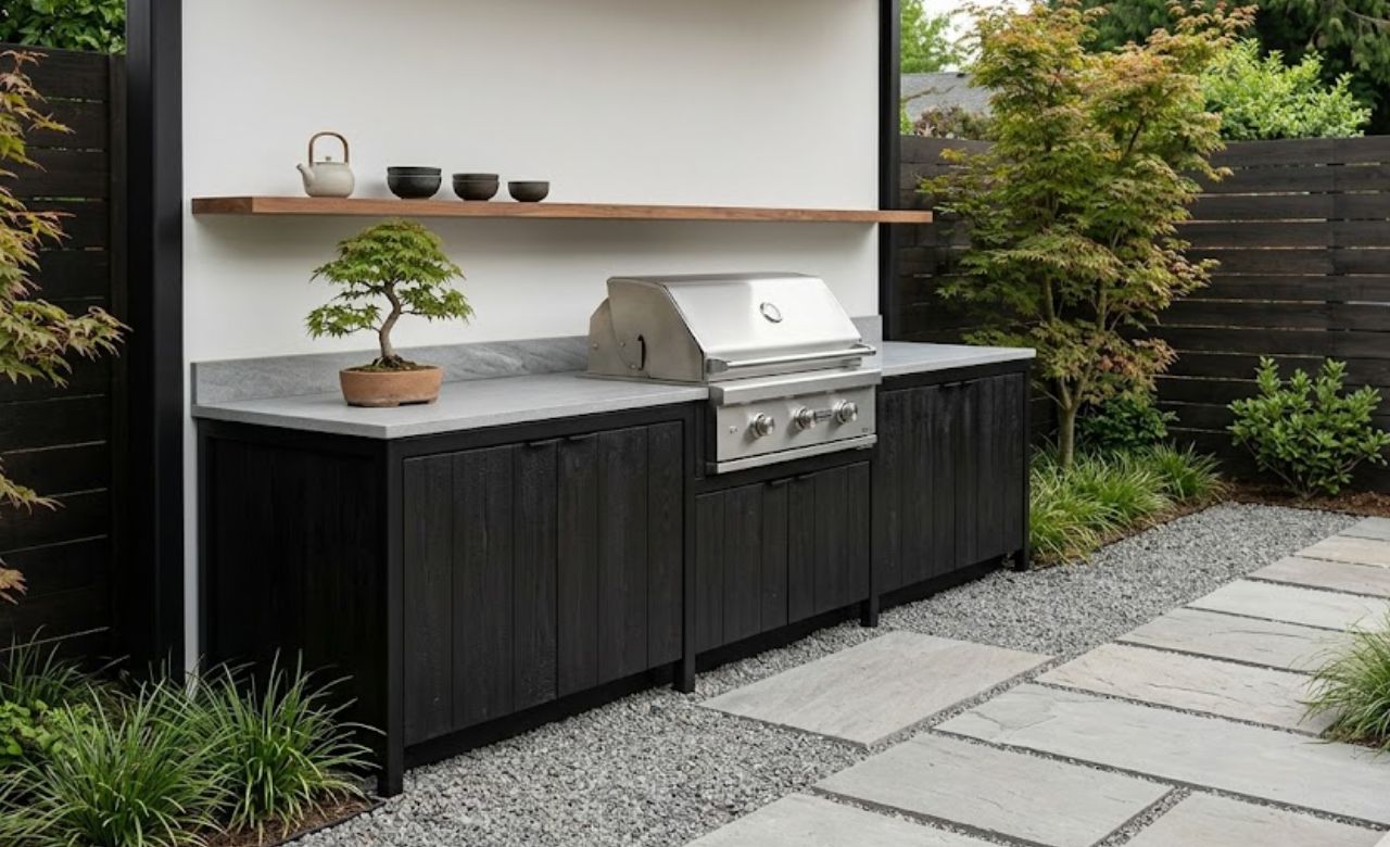Japanese-Inspired Compact Kitchen Small Outdoor Kitchen Ideas