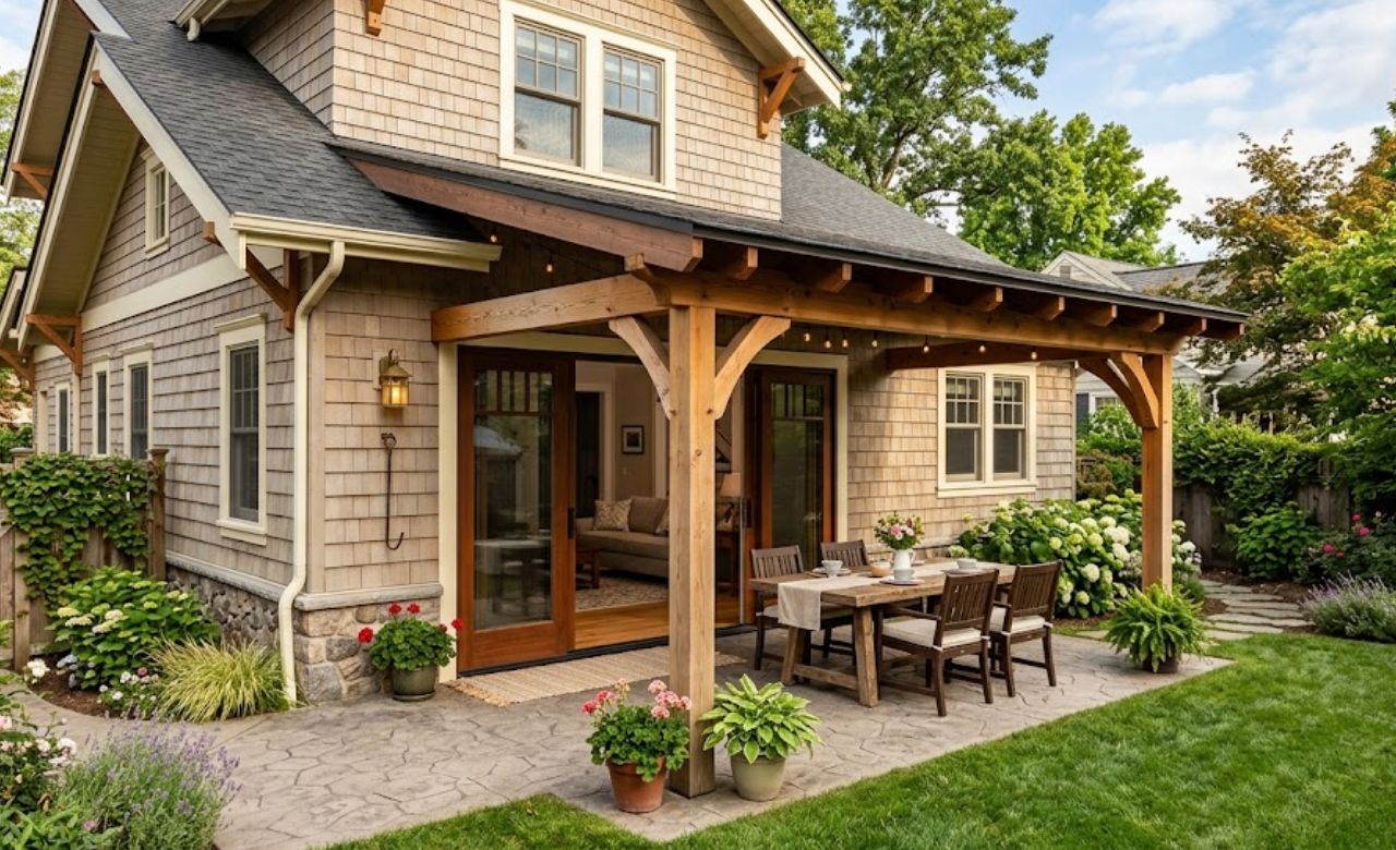 Lean-To Gazebo Against the House Small Backyard Gazebo Ideas (USA)