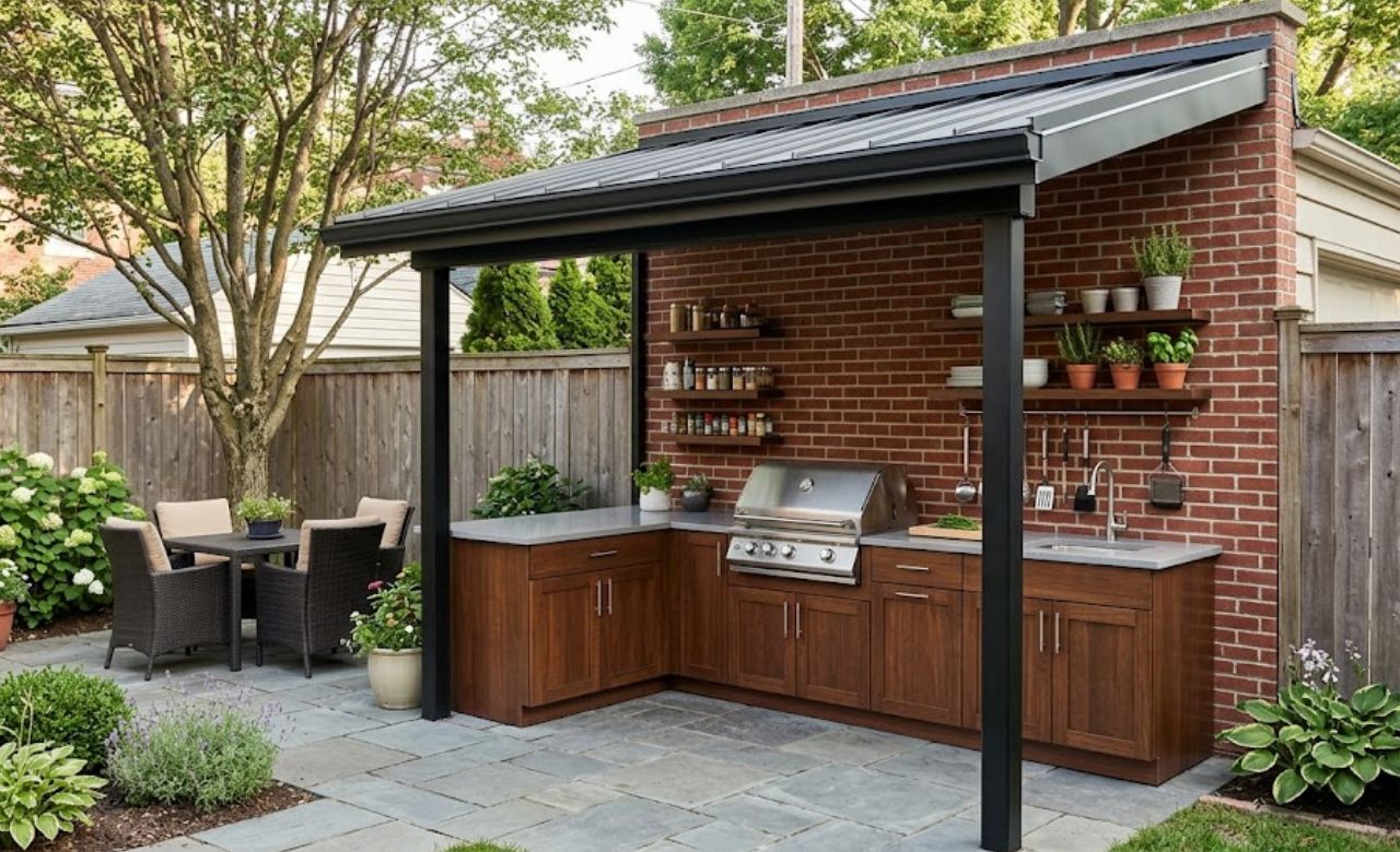 Lean-To Kitchen Against a Garden Wall Small Outdoor Kitchen Ideas