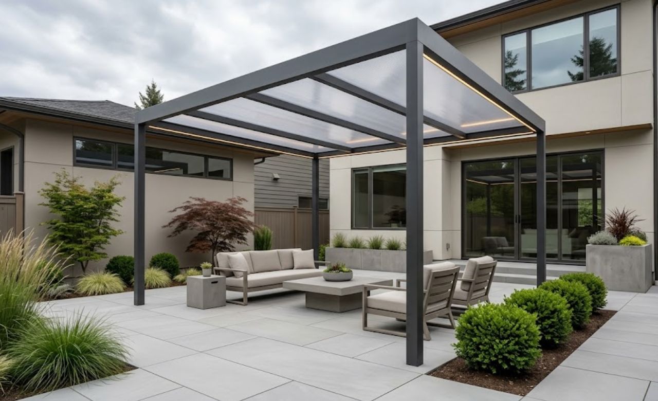 Minimalist Flat Roof Gazebo Small Backyard Gazebo Ideas