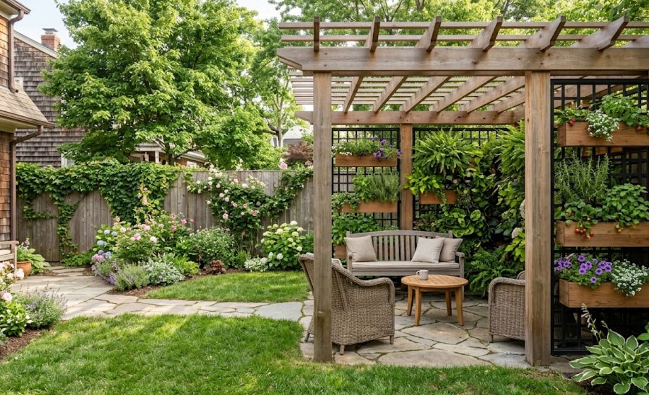 Pergola Gazebo with Vertical Garden Small Backyard Gazebo Ideas (USA)