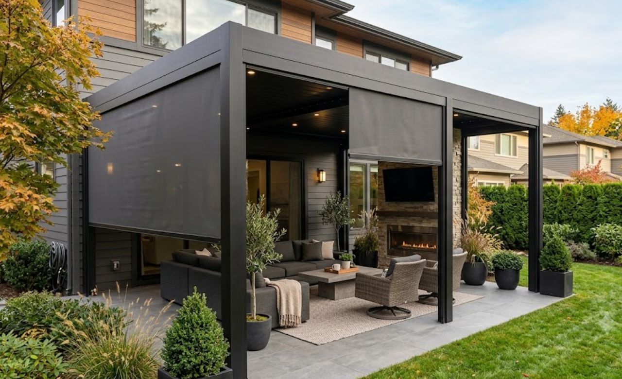 Pergola With Outdoor Blinds Covered Pergola Idea for Patio Area