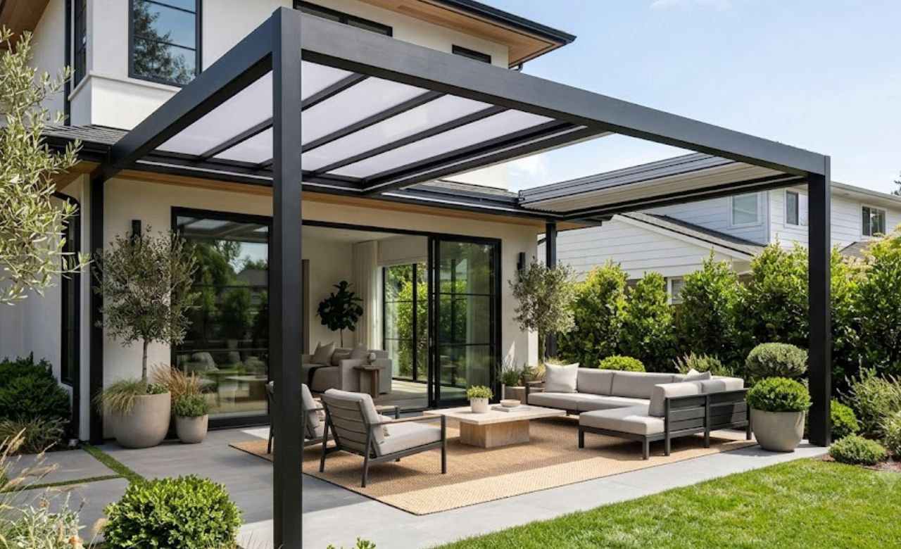 Pergola With Retractable Roof Panels Covered Pergola Idea for Patio Area