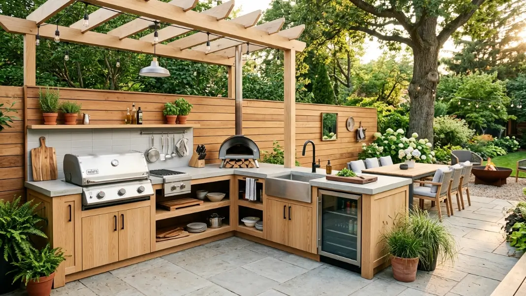 Scandinavian L-Shaped Outdoor Kitchen