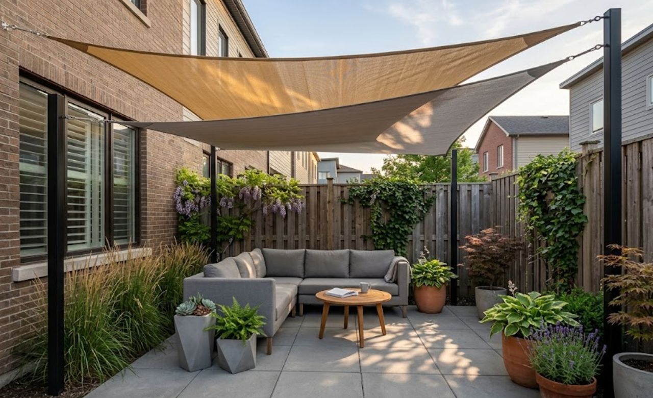Shade Sail Gazebo on a Small Patio Backyard Gazebo Ideas