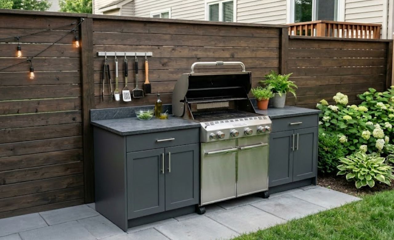 Single Run Compact Kitchen Small Outdoor Kitchen Ideas