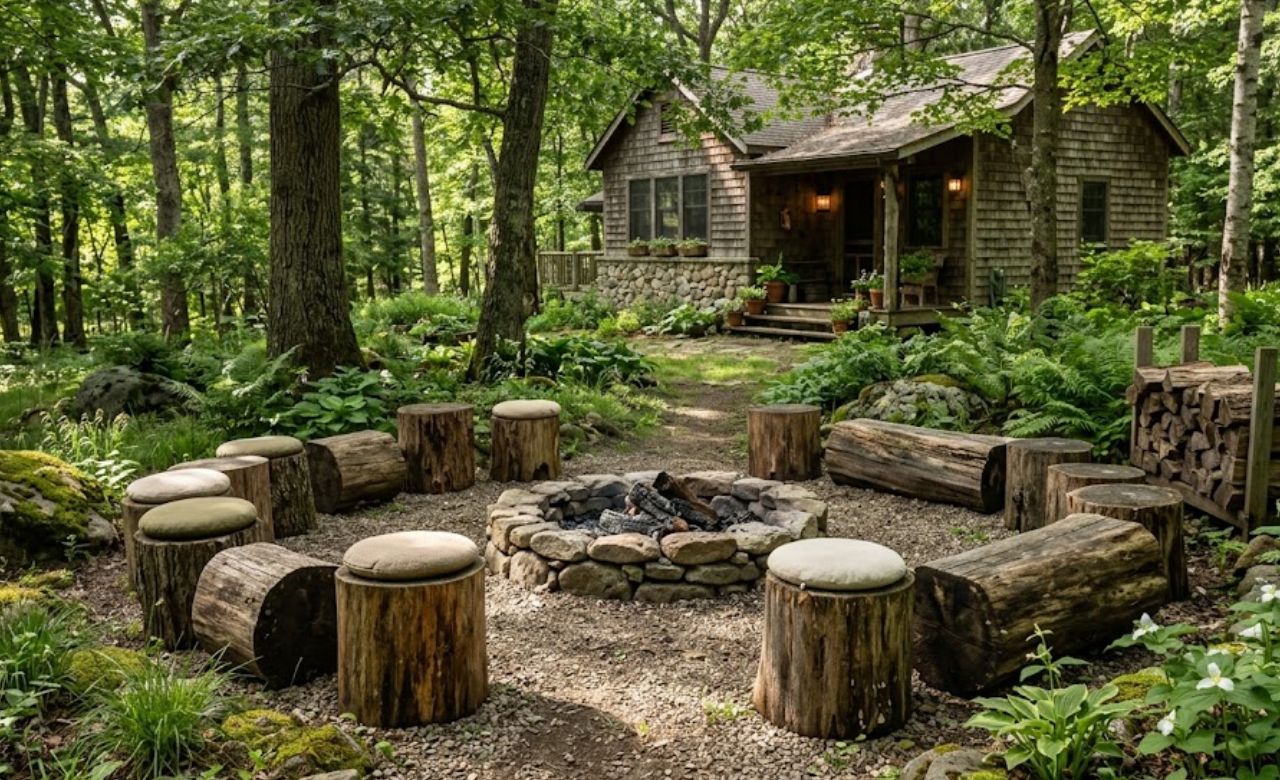 Tree Stump and Log Seating Outside Seating Ideas USA
