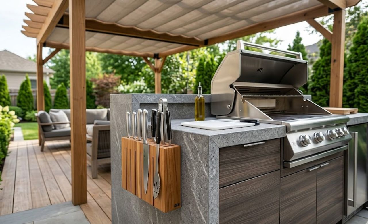 Wall-Mounted Knife and Tool Block outdoor kitchen storage ideas
