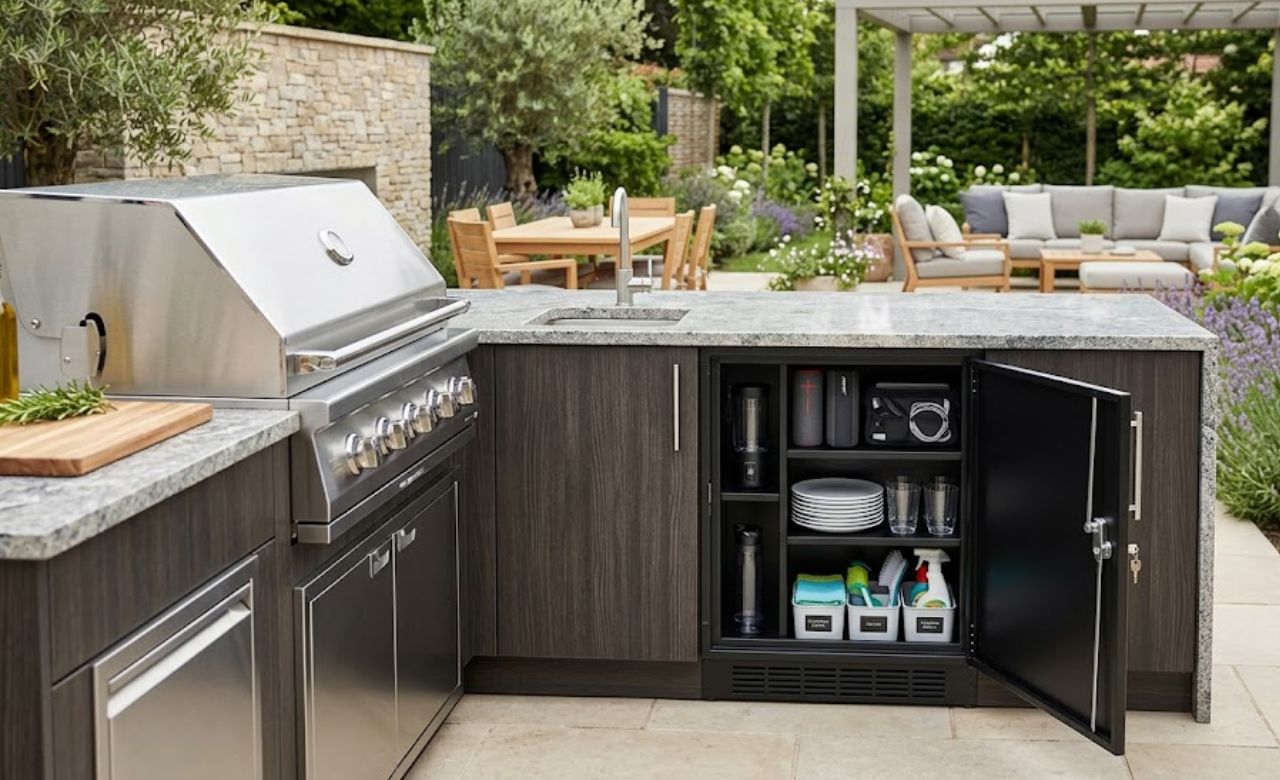 Waterproof Cabinet With Lockable Door outdoor kitchen storage ideas