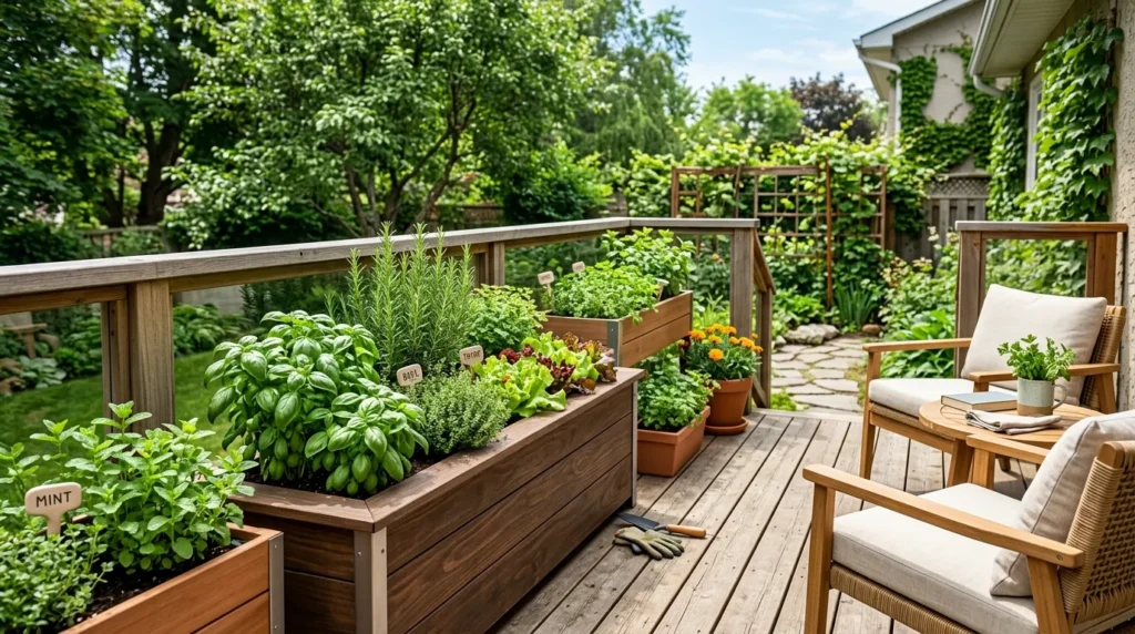 13. planters with herbs and 202607301319