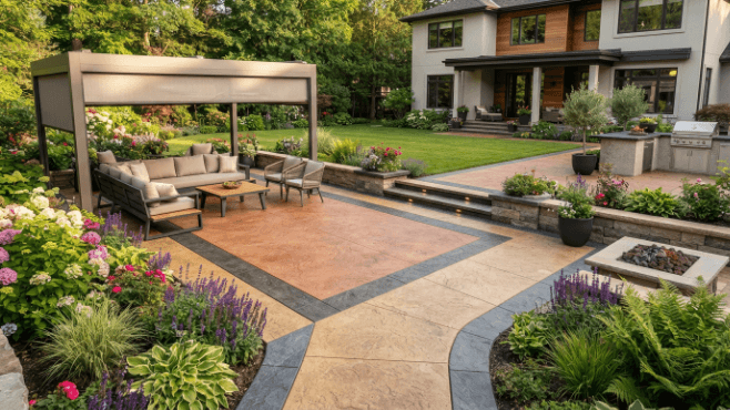 Coloured concrete patio (1)
