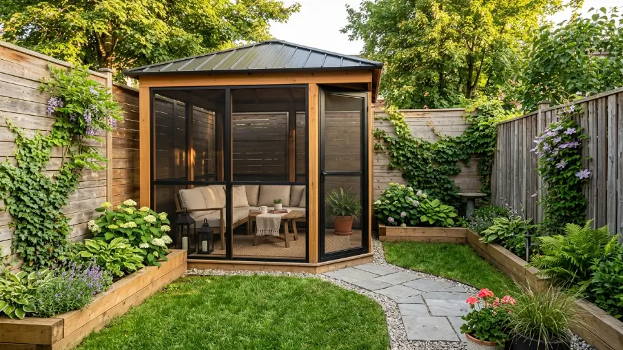 Compact Corner Gazebo for Small Yards