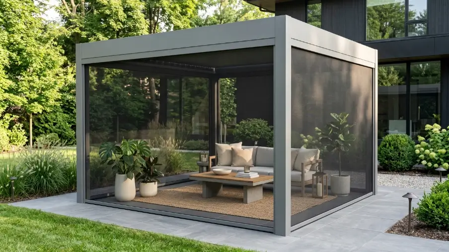 Minimalist Aluminum Gazebo in Matte Grey