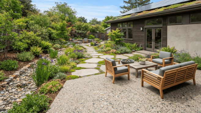 Recycled and sustainable concrete patio