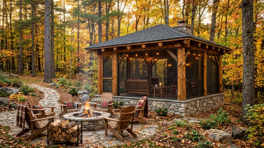 Rustic Log Cabin Style Gazebo