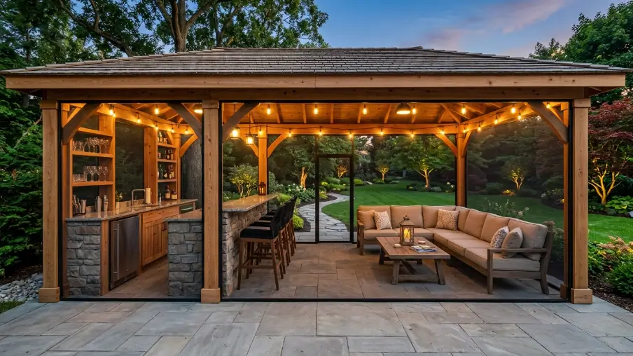 Screened Bar and Lounge Gazebo