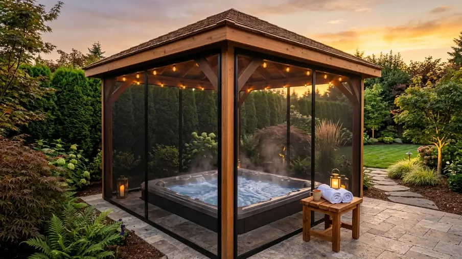 Screened Gazebo Over a Hot Tub