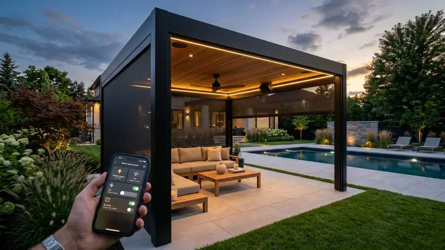 Smart Gazebo with App-Controlled Lighting and Fans