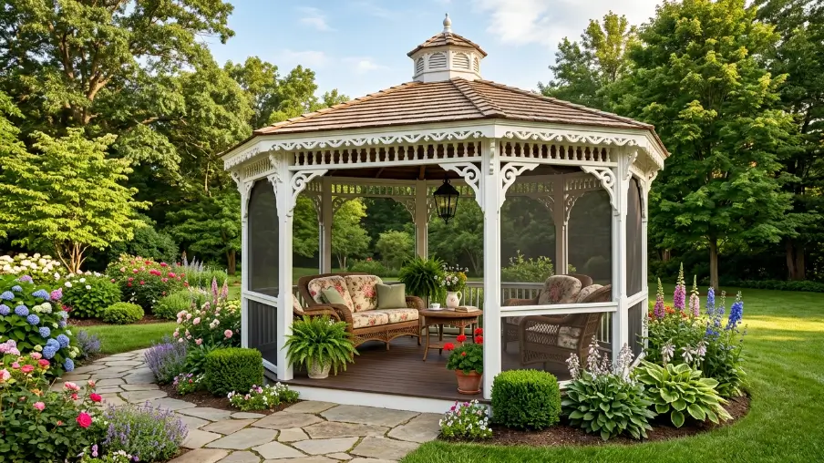 Victorian Style Gazebo with Decorative Trim