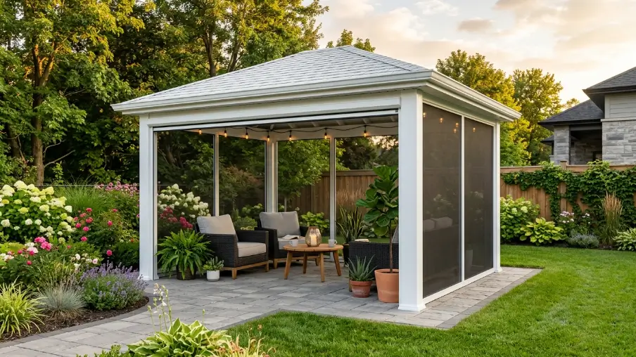 White Vinyl Gazebo for a Clean, Low-Maintenance Look